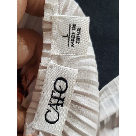 Cato Women Multi Pleated 100% Polyester Scoop Neck Short Sleeve Top Blouse Large - Picture 7 of 11